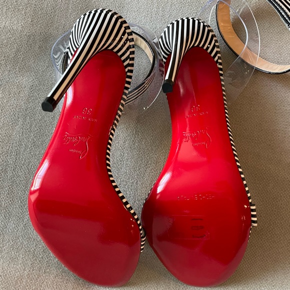 NWT💙CHRISTIAN LOUBOUTIN💙Patent PVC Striped Illusion Jonatina 100 - Picture 8 of 9